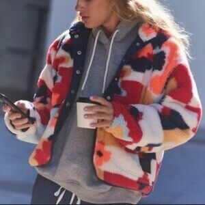 Free People Multi Color Hit The Slopes  Sherpa Jacket
